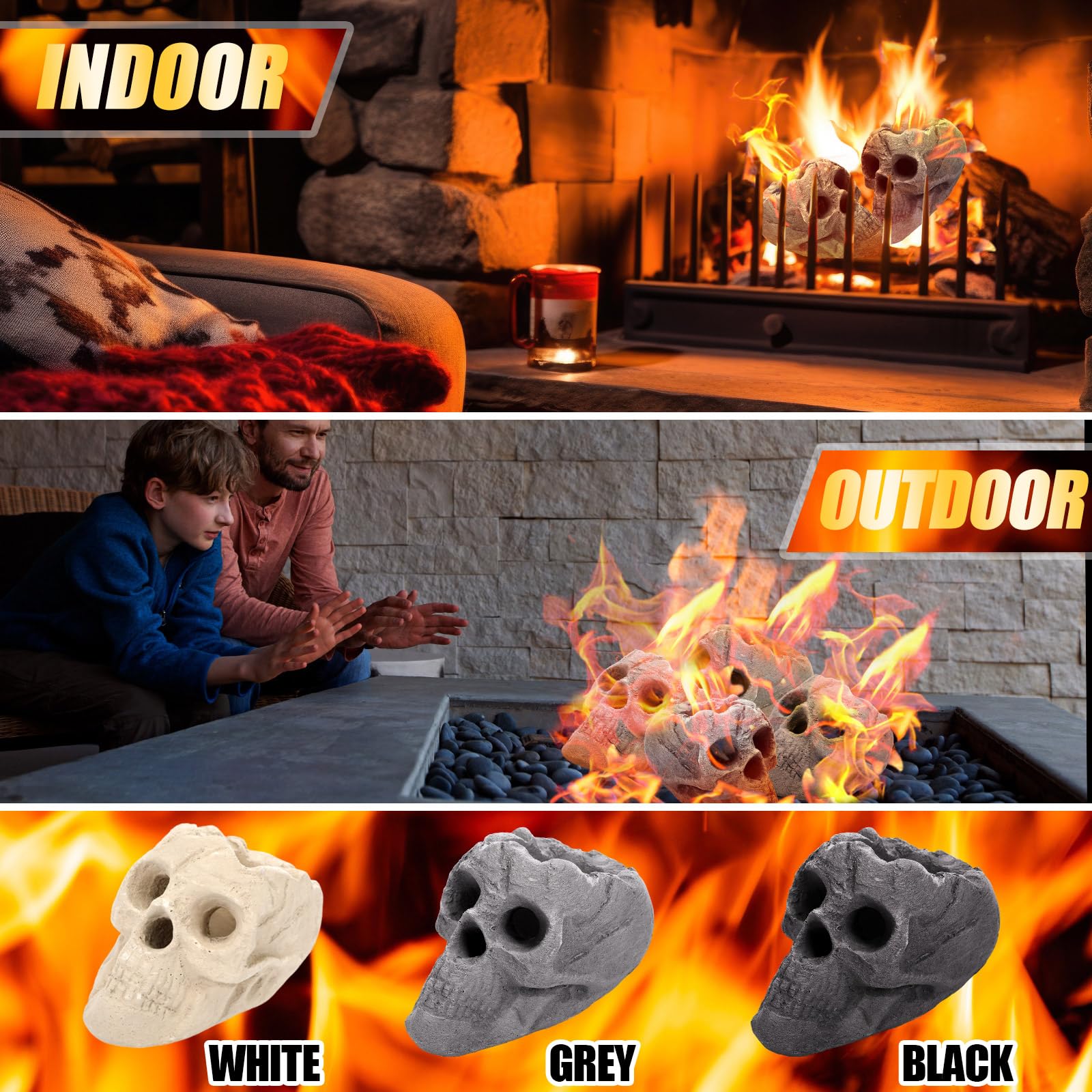 Wiwiqing skulls staged with pumpkins showing festive styling potential for parties