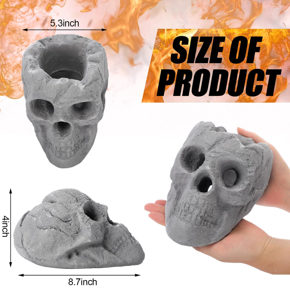 Wiwiqing pair of skulls placed inside a fire pit enhancing spooky ambiance safely