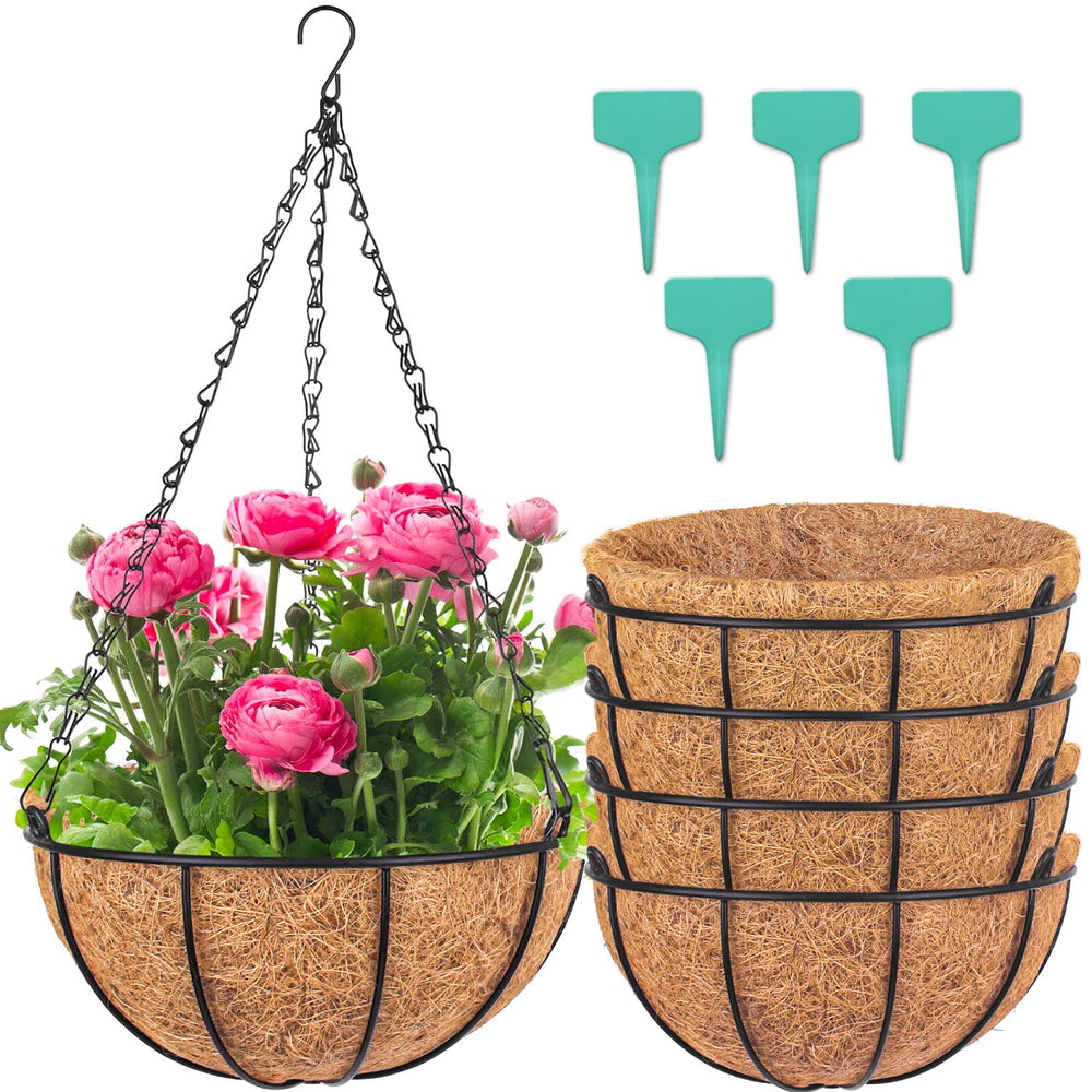 Wizdar front view of five hung metal planters showing cohesive display and curb appeal
