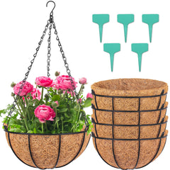 Wizdar front view of five hung metal planters showing cohesive display and curb appeal