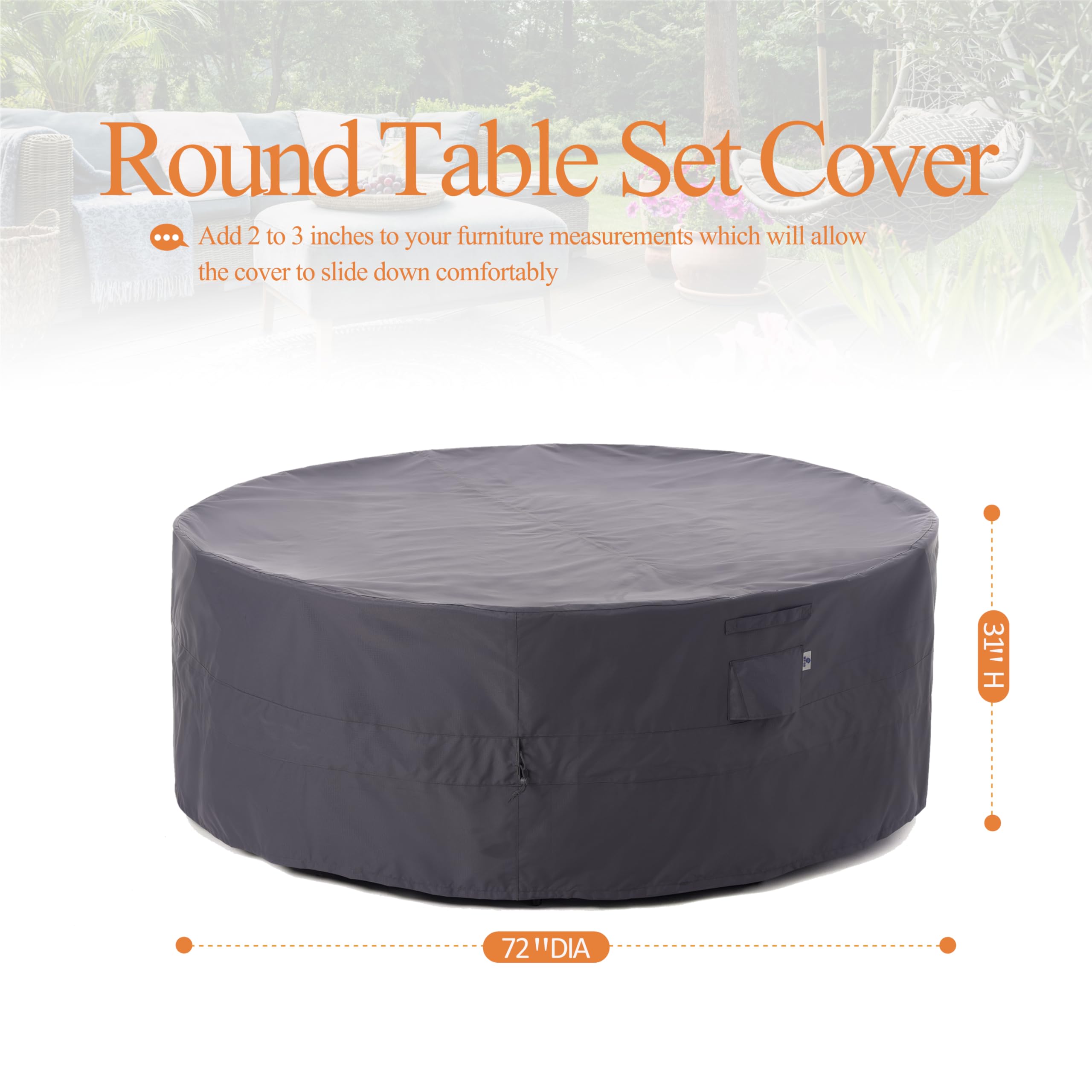 WJ-X3 lifestyle backyard setting with cover, maintains outdoor furniture condition