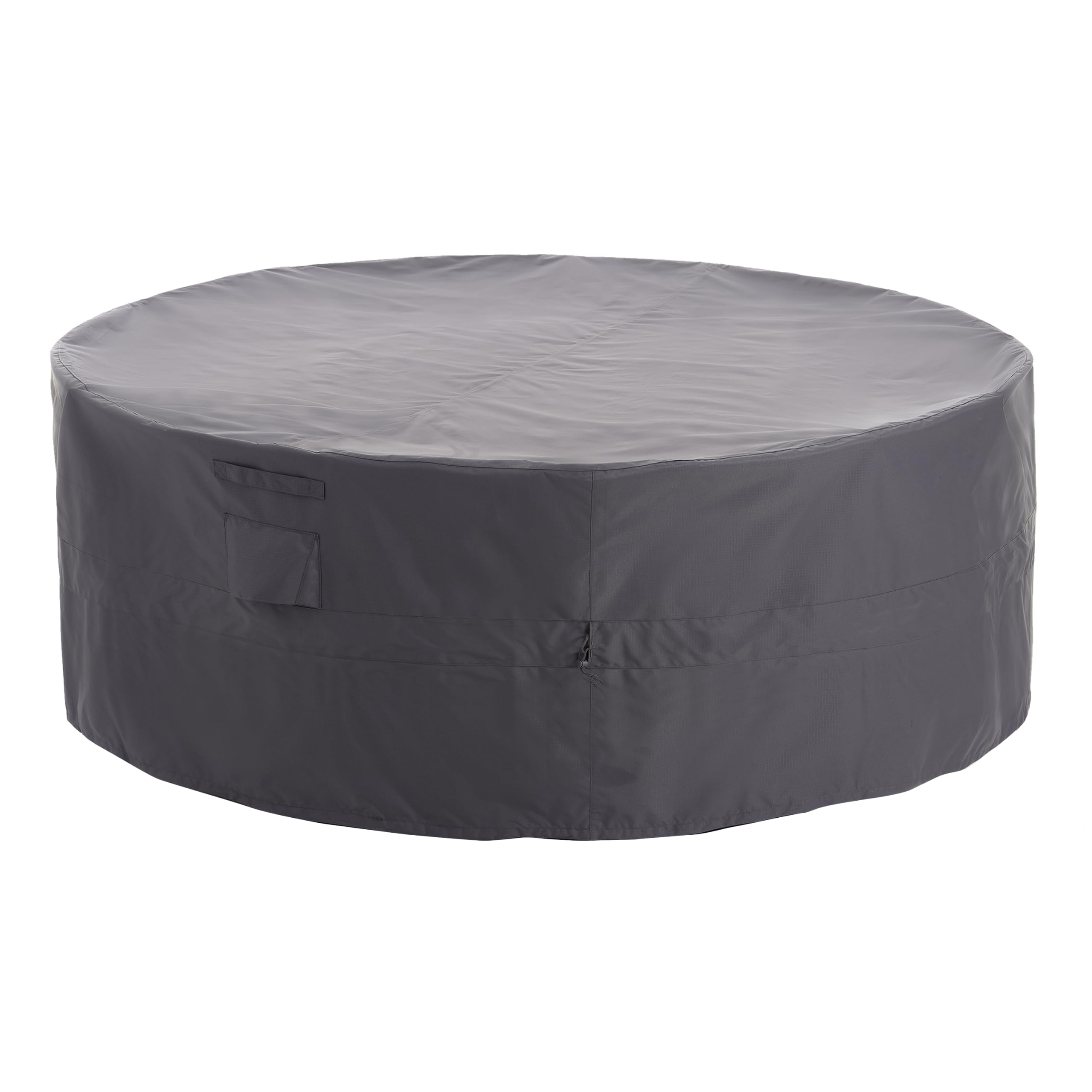WJ-X3 front view of cover protecting round patio set, durable weather protection