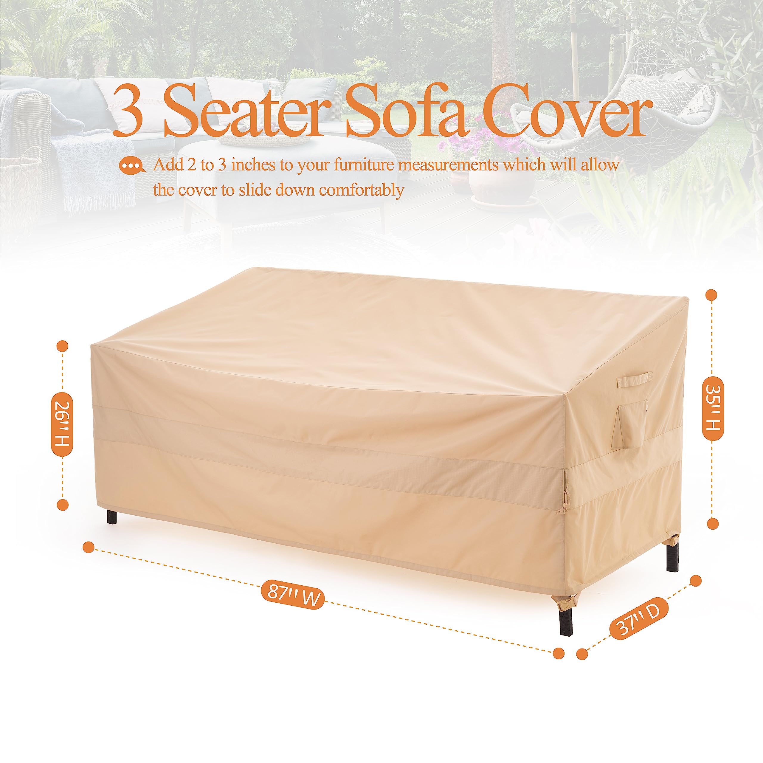 WJ-X3 in use on beige patio sofa, comprehensive outdoor protection