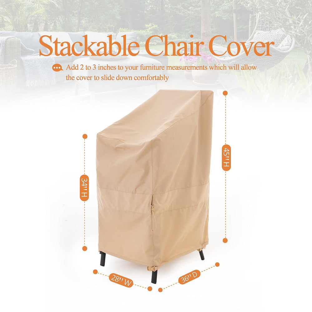 WJ-X3 cover installed on stacked chairs protecting from rain and dirt