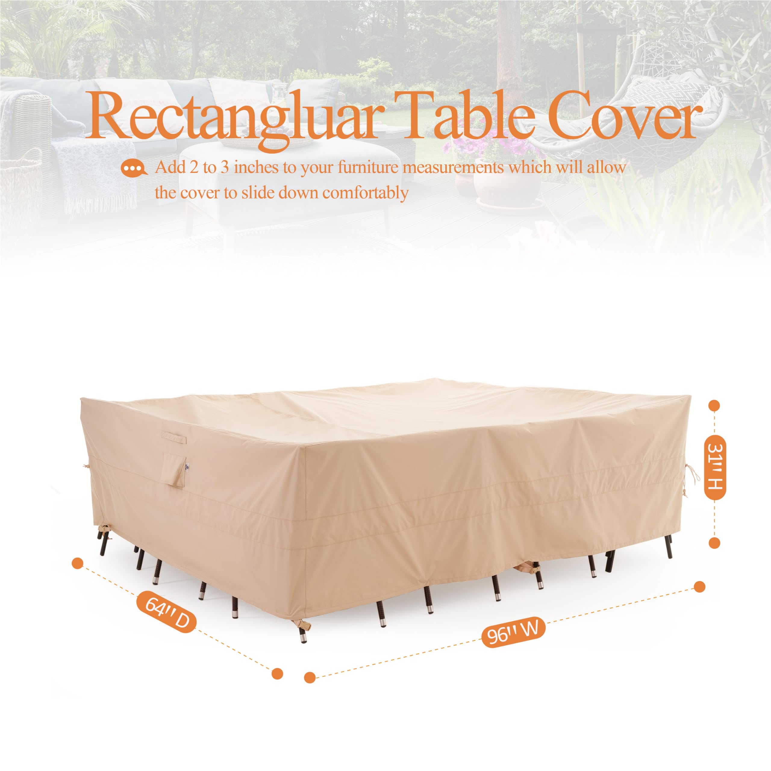 WJ-X3 in use over a rectangular patio table protecting from elements
