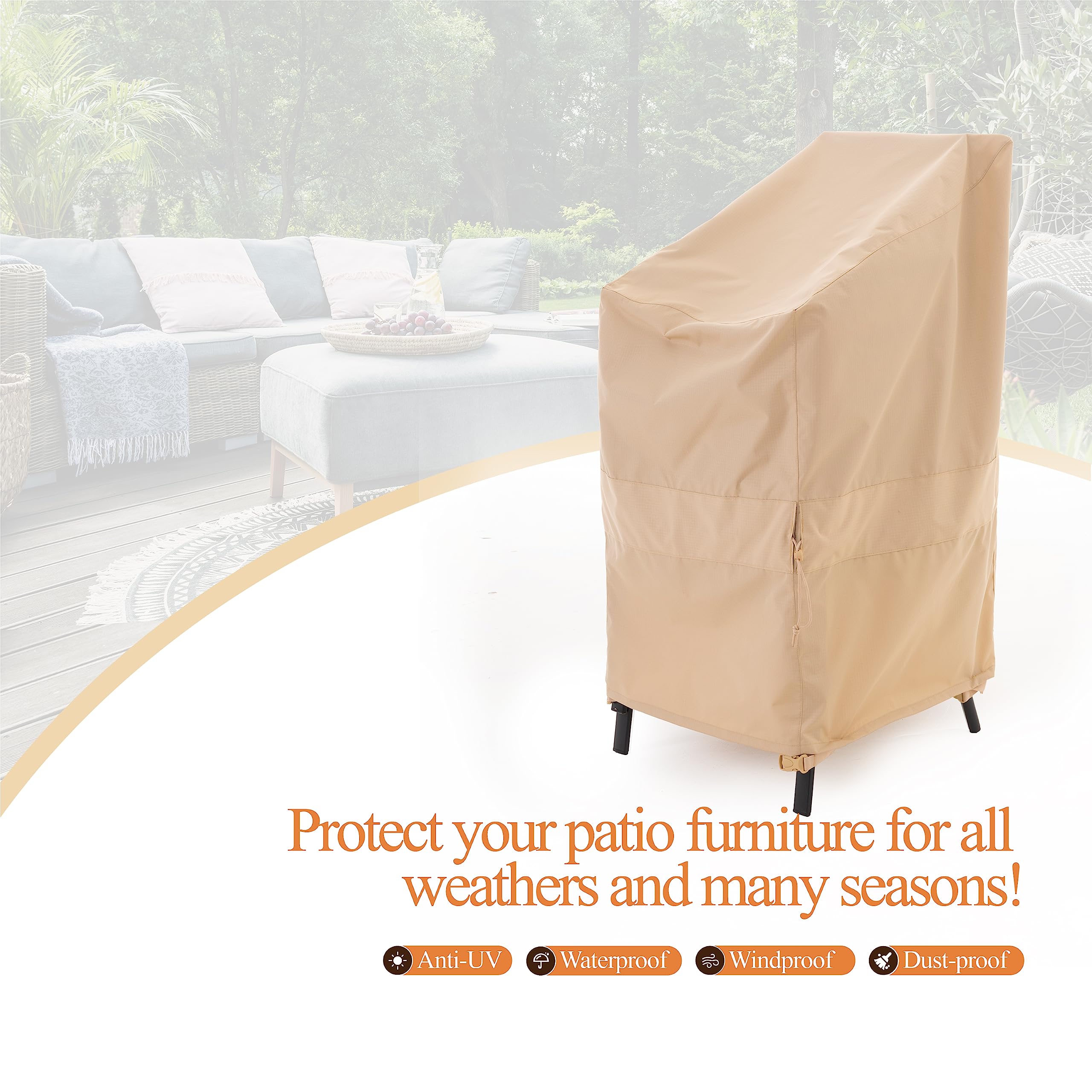 WJ-X3 beige cover in patio setting blending with outdoor decor