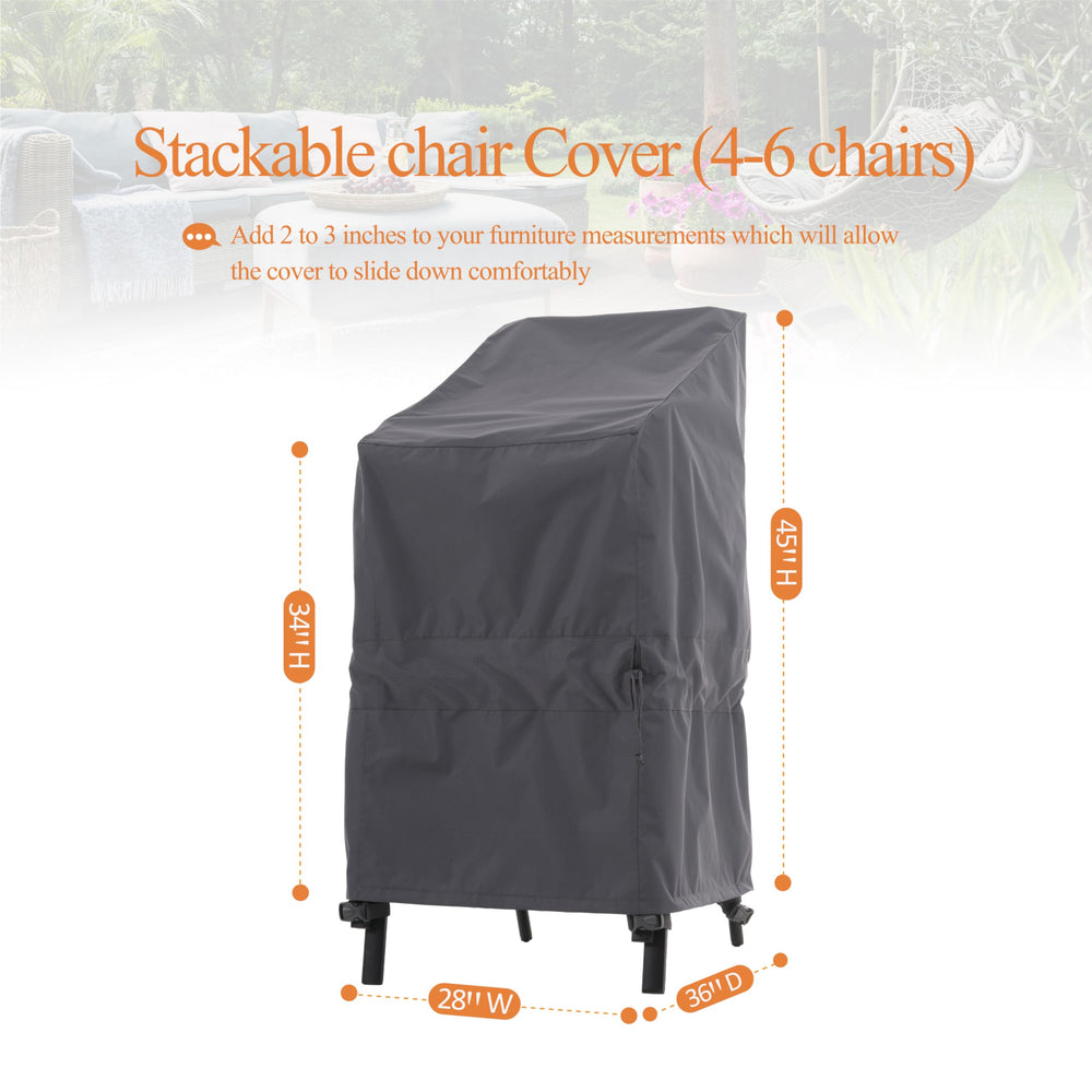 WJ-X3 cover beside tape measure showing fit for 28x36x45 inch stacked chairs