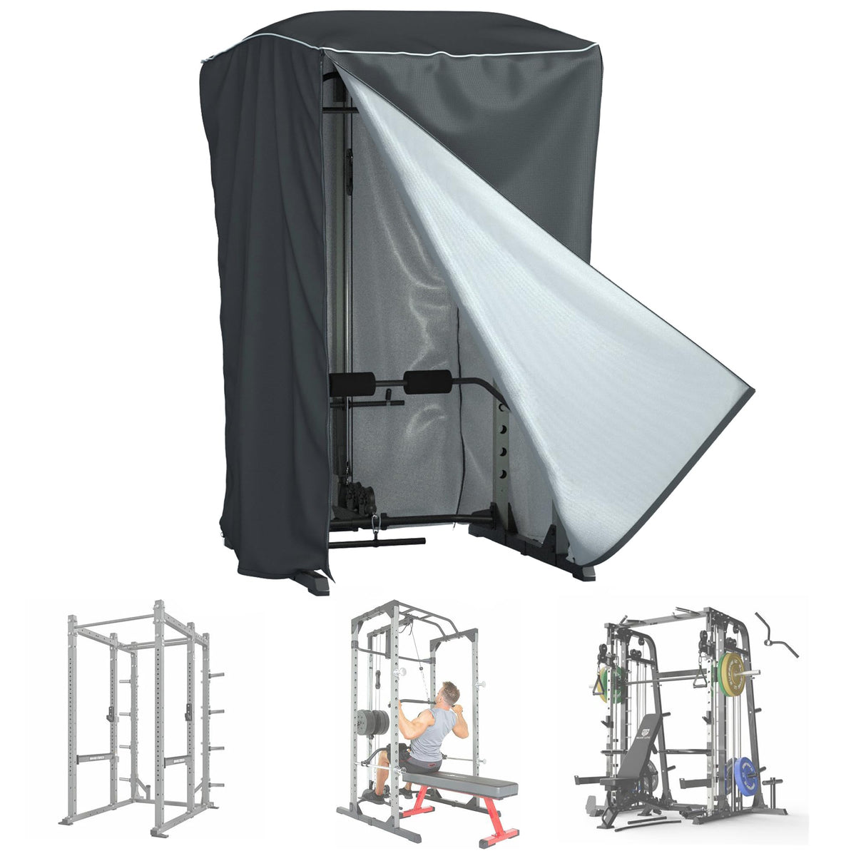 WJYZHM cover front view showing full protection over rack