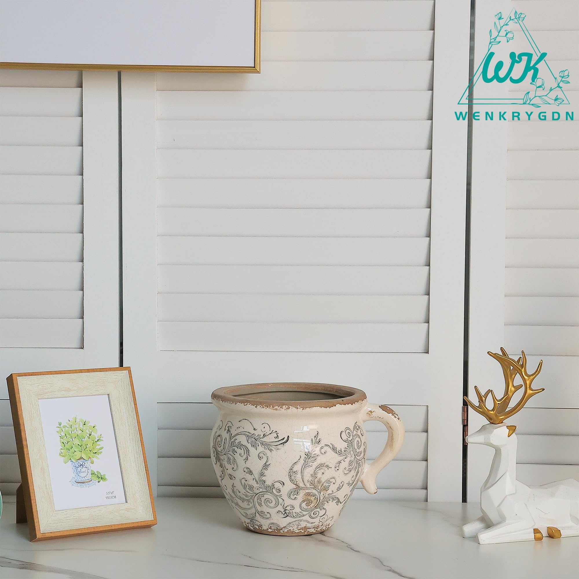 WK WENKRYGDN crackle glaze and floral detail highlighting artisanal aesthetic benefit