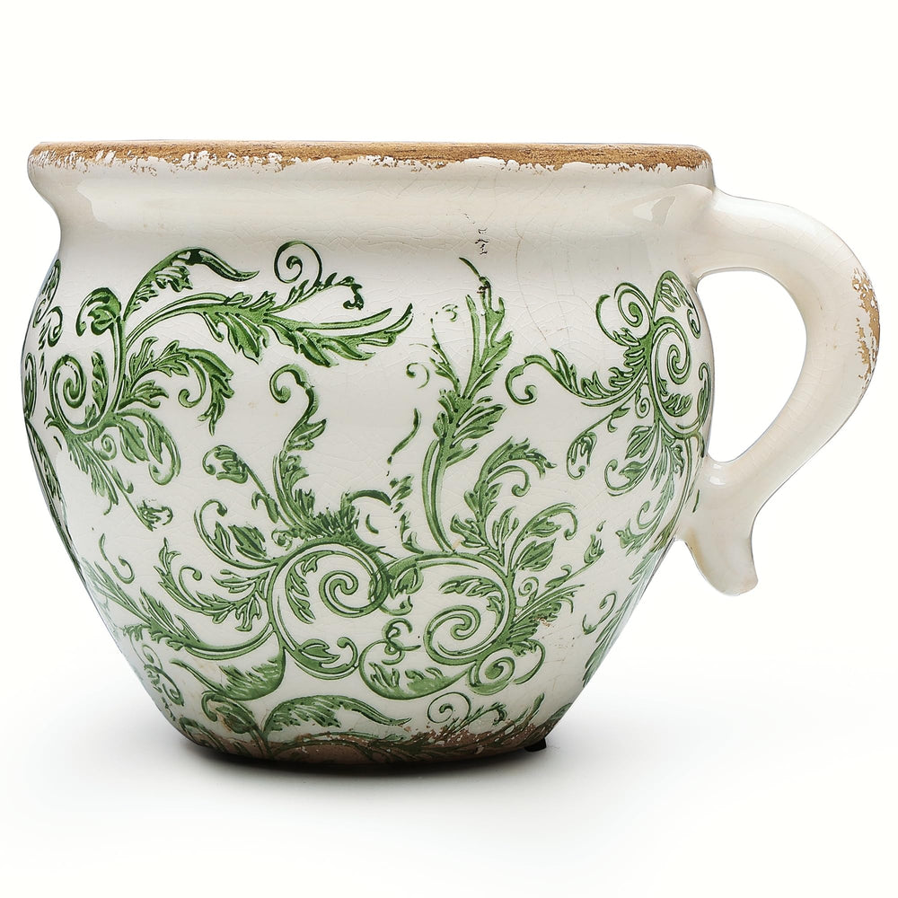 WK WENKRYGDN front view showing vintage planter and decorative floral design for charm