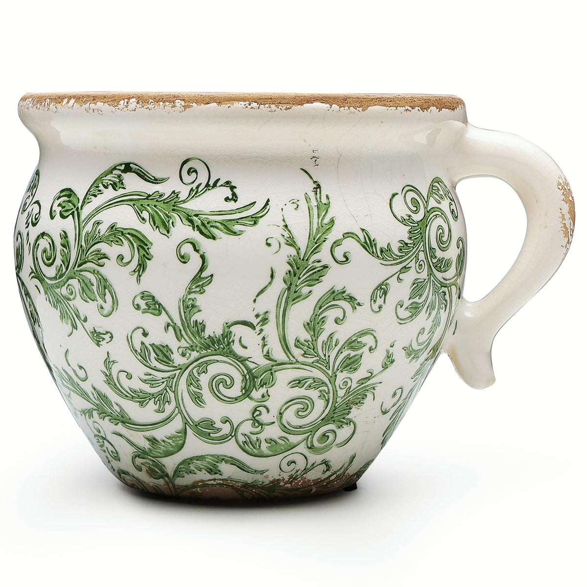 WK WENKRYGDN front view showing vintage planter and decorative floral design for charm