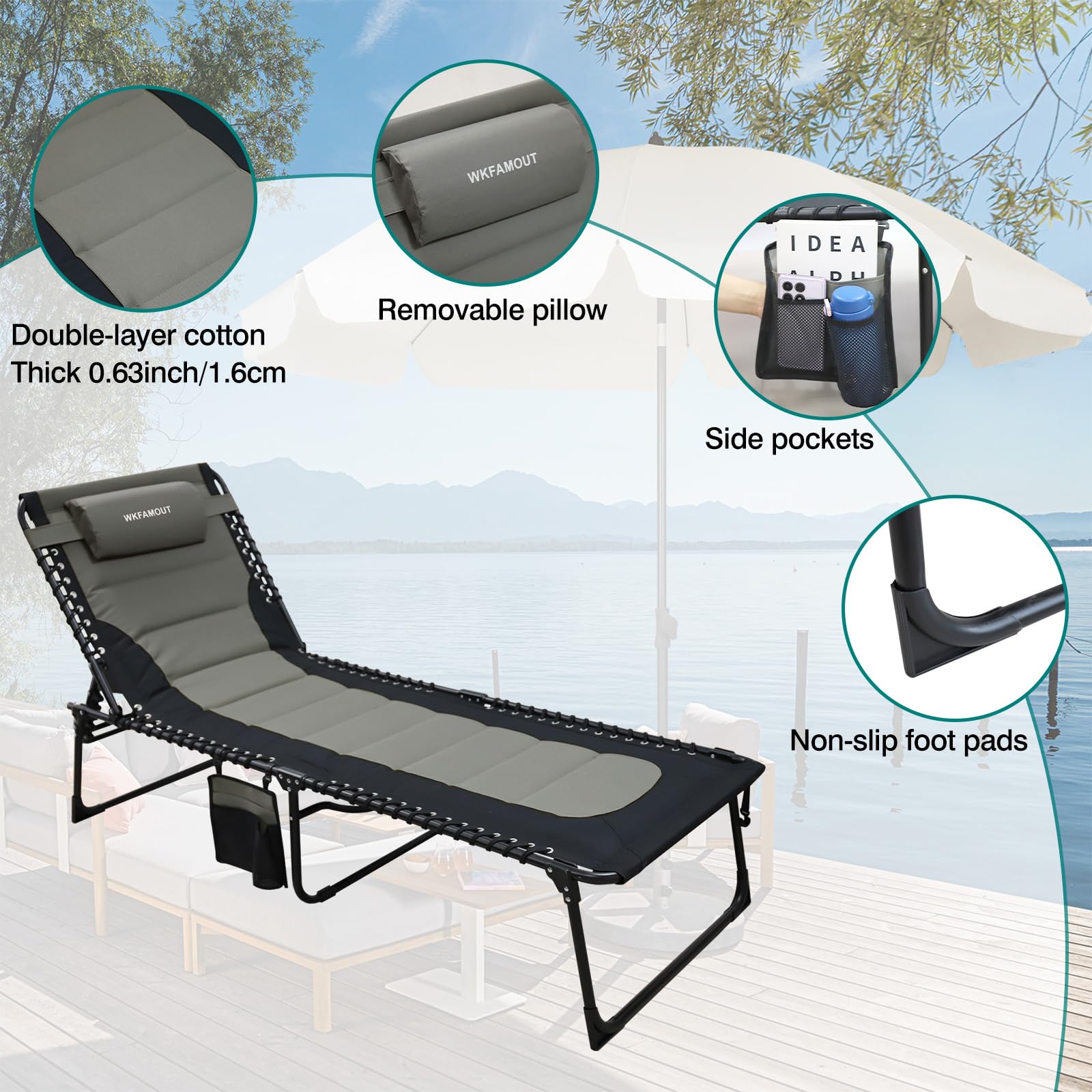 WKFAMOUT adjustable pillow and side pocket holding phone for convenience benefit