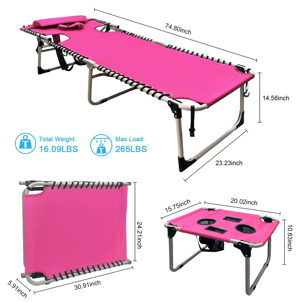 WKFAMOUT laid flat tanning position showing full-body support and comfort