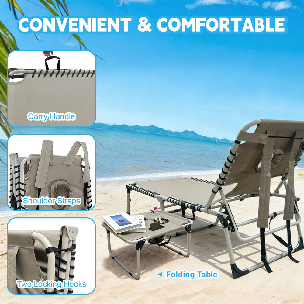 WKFAMOUT lounge chair lying flat for sun tanning with supportive surface