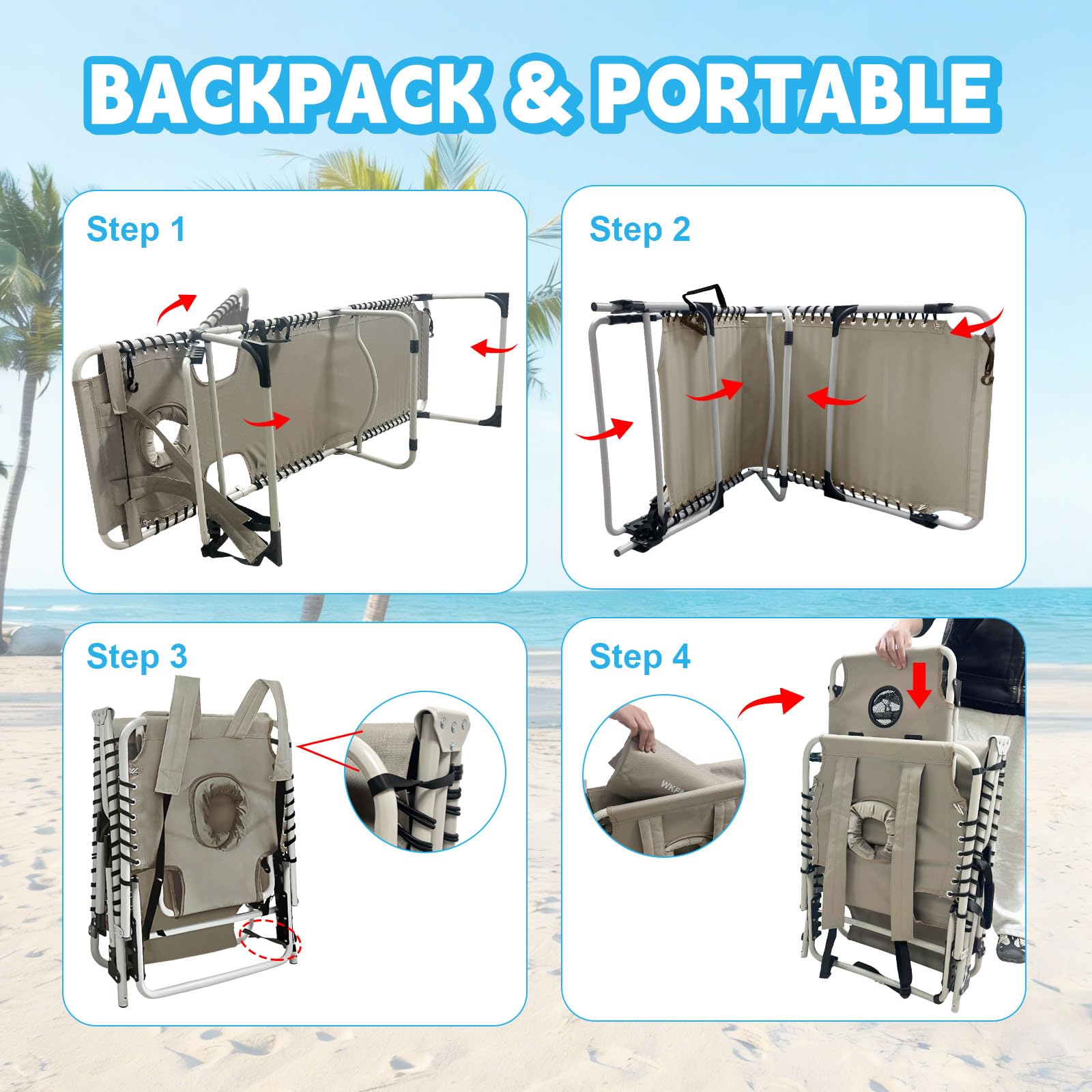 WKFAMOUT compact folded chair in trunk to show easy storage and transport