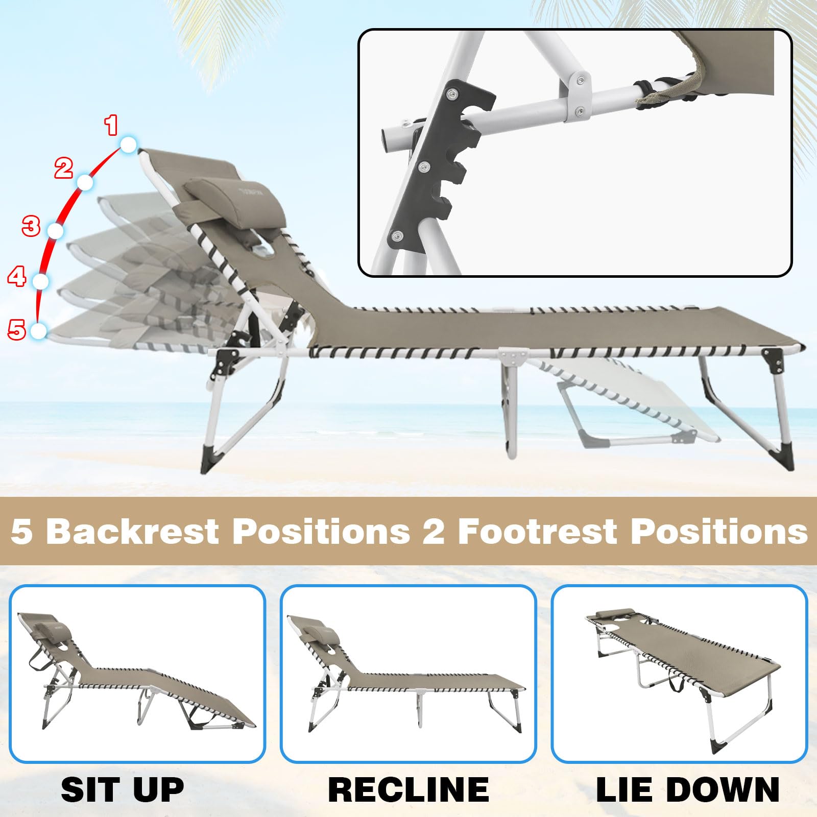 WKFAMOUT folded chair with adjustable backpack straps for easy carry and travel convenience