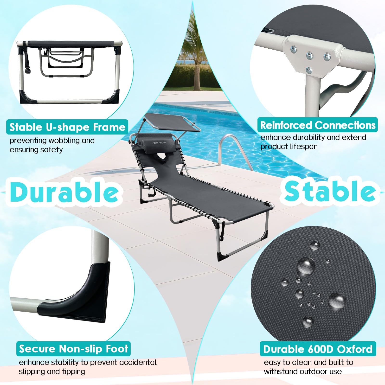 WKFAMOUT folding side table in use holding drinks for convenience