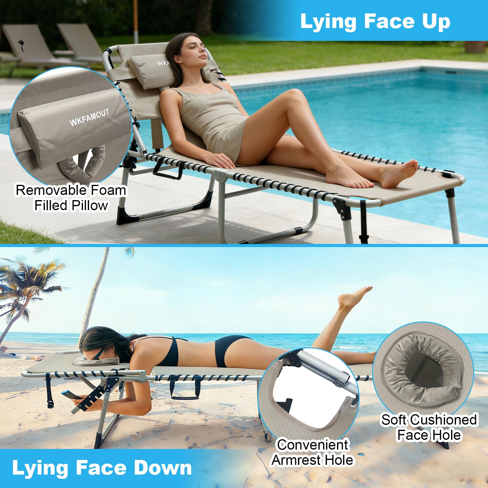 WKFAMOUT heavy-duty metal frame and adjustable footrest mechanism for stability
