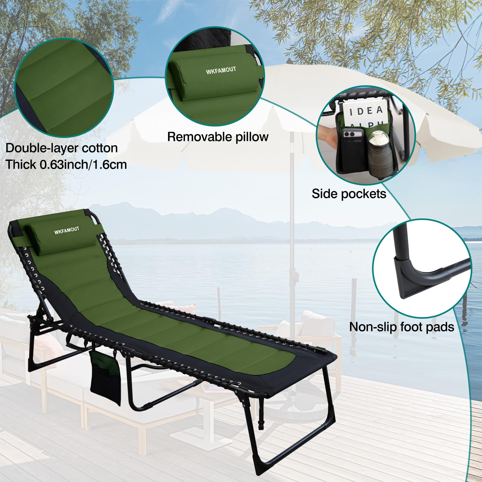 WKFAMOUT metal frame and 600D Oxford fabric detail demonstrating durable support