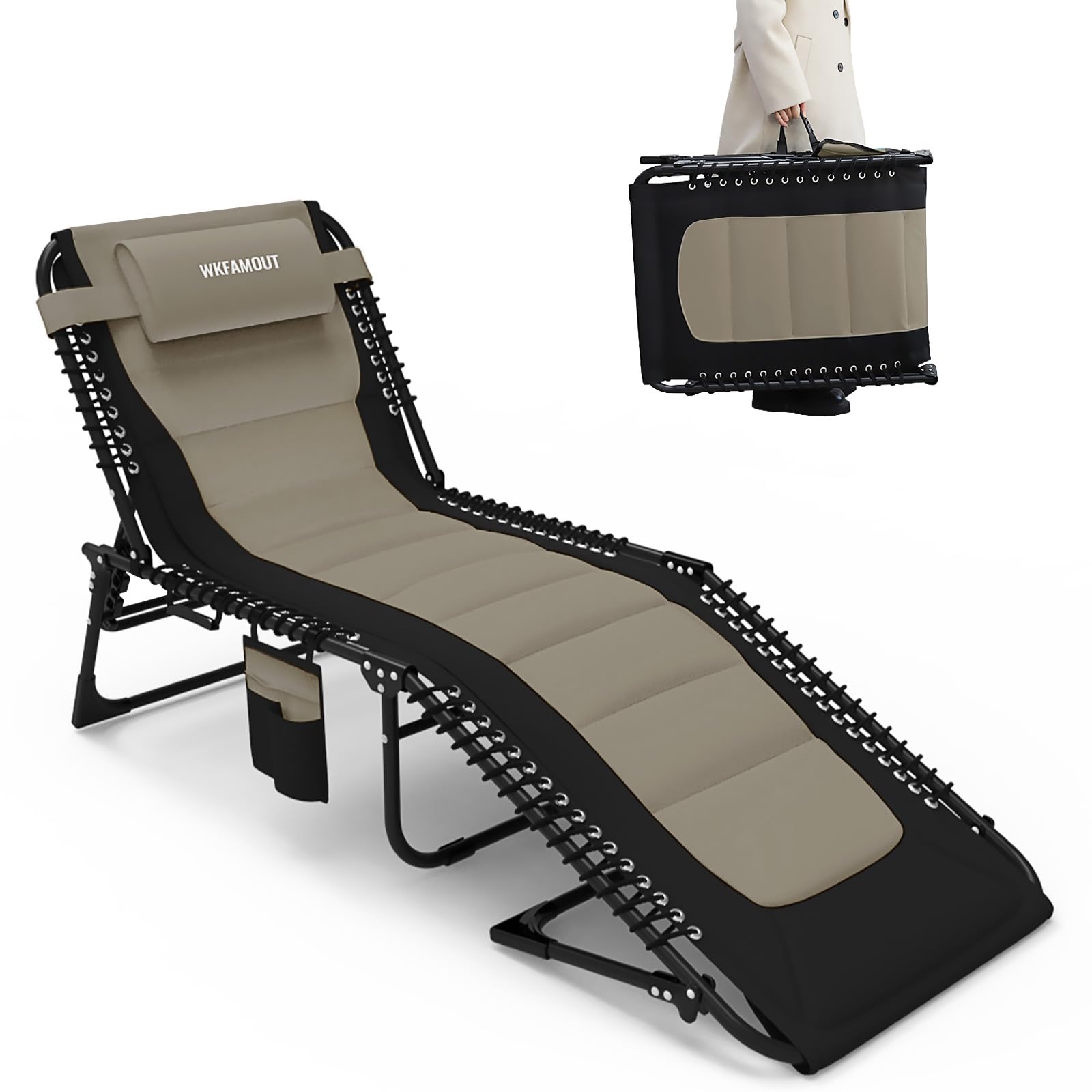 WKFAMOUT front view patio chaise showing full-length comfort and support