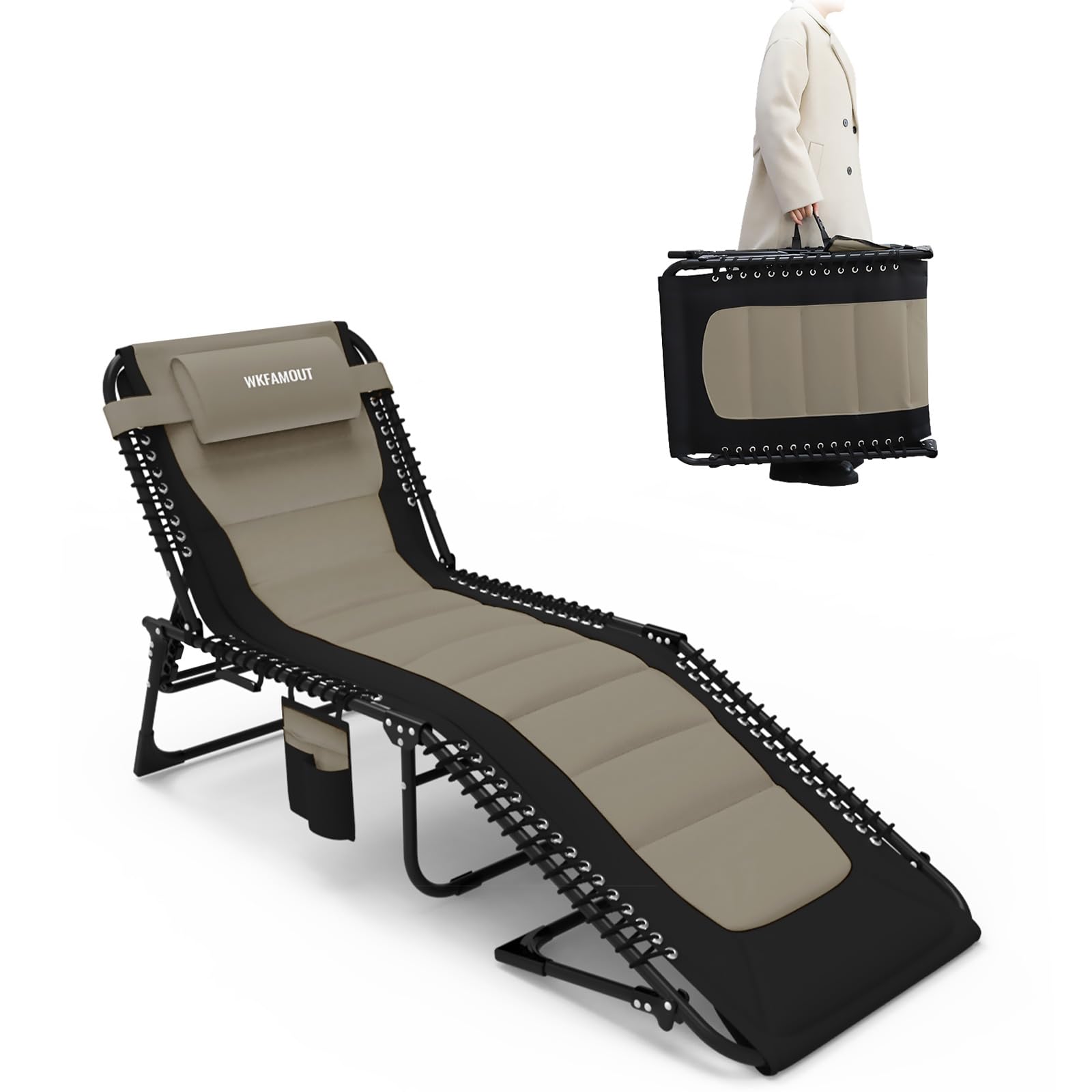 WKFAMOUT front view of padded outdoor lounge chair, comfortable seating