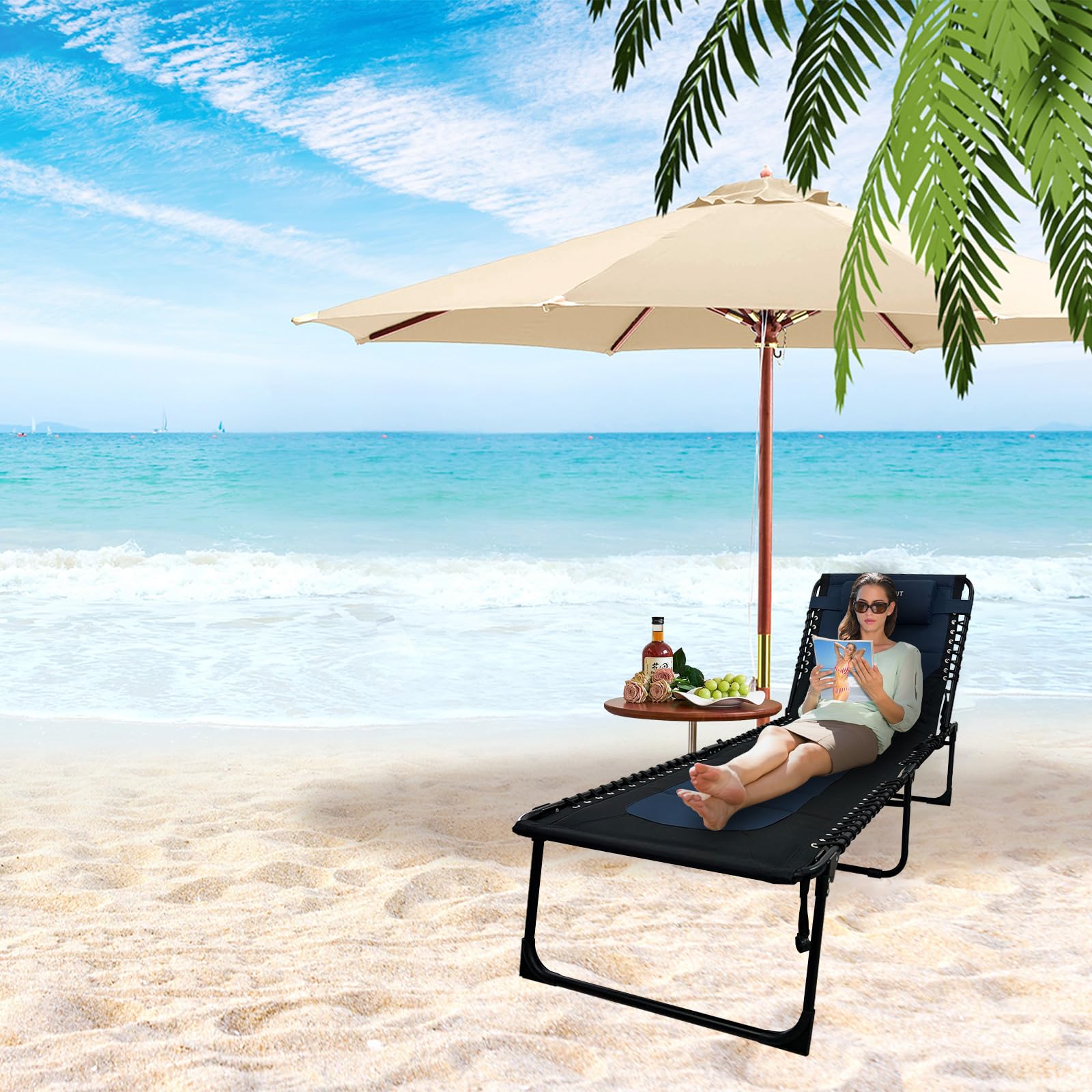 WKFAMOUT in use on a patio with person reclining to show real-world comfort and outdoor relaxation benefit