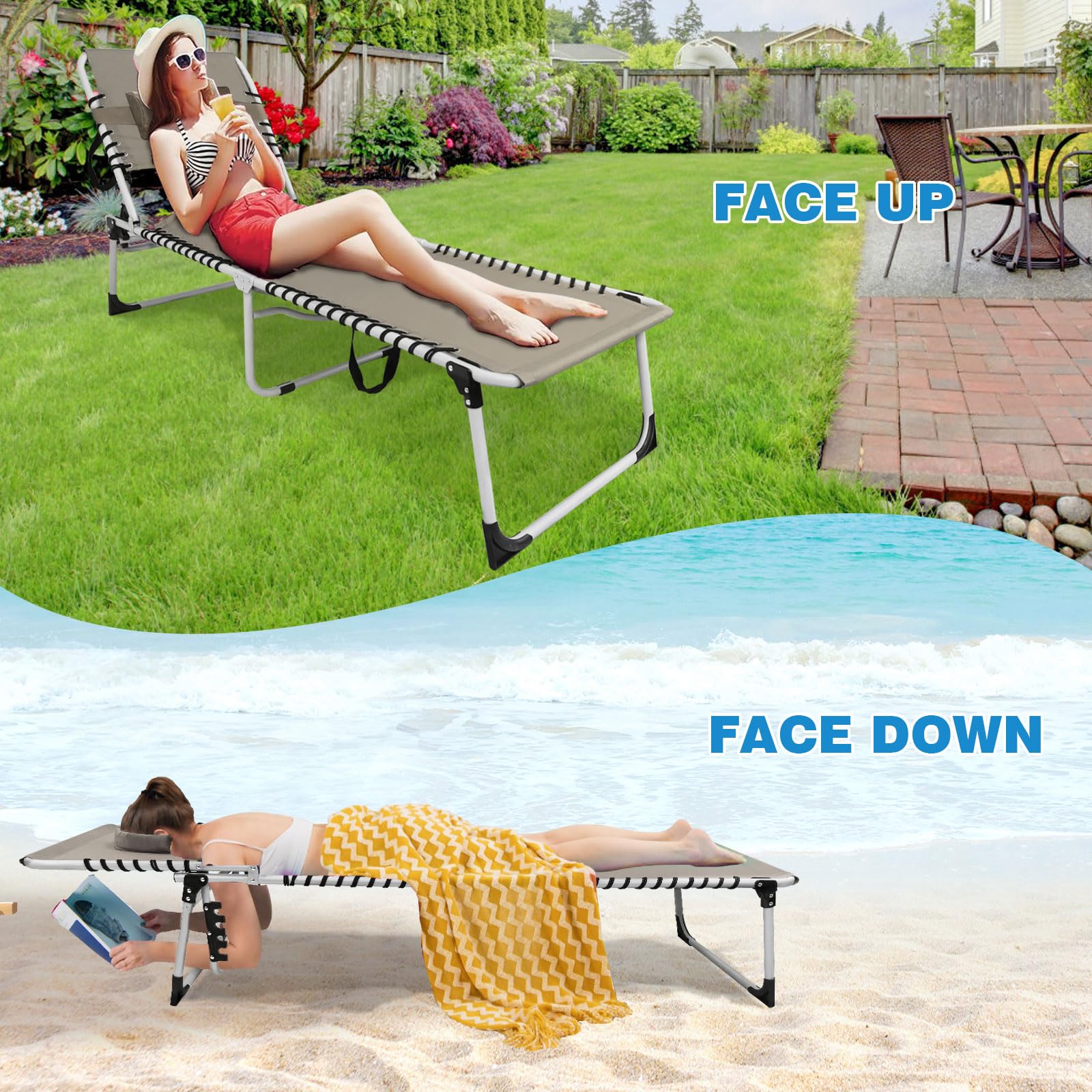 WKFAMOUT lifestyle shot poolside showing chair in use for sunbathing and relaxation outdoors