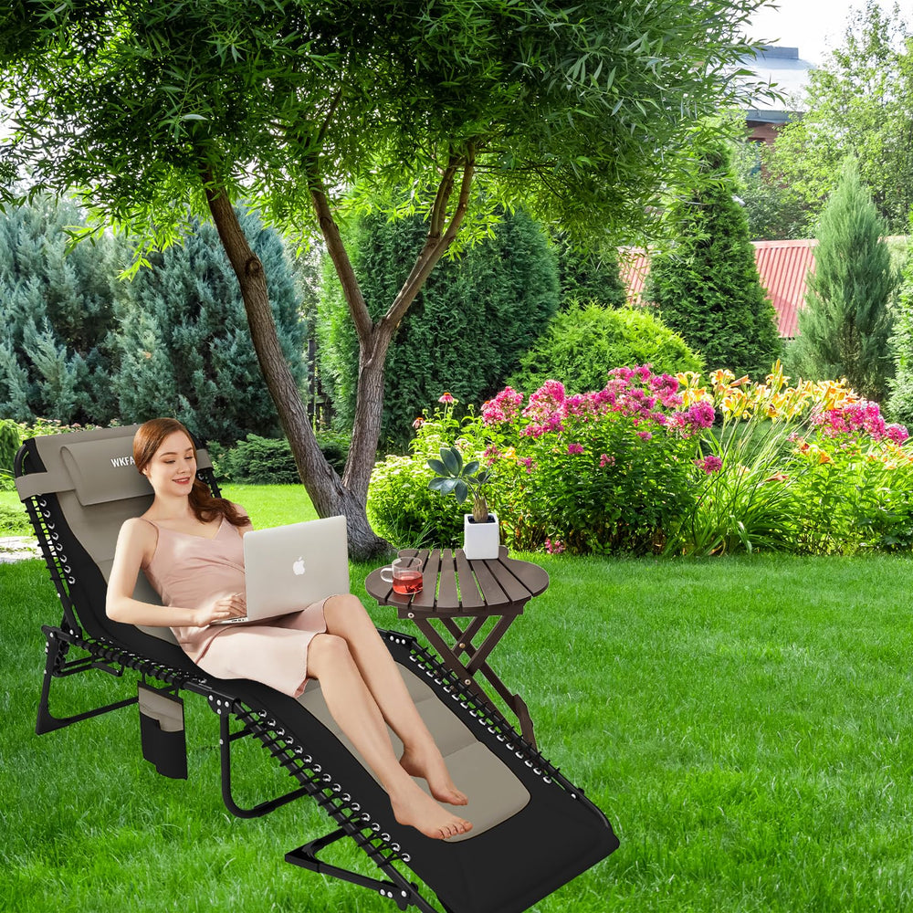 WKFAMOUT lounge chair in backyard setting offering outdoor relaxation