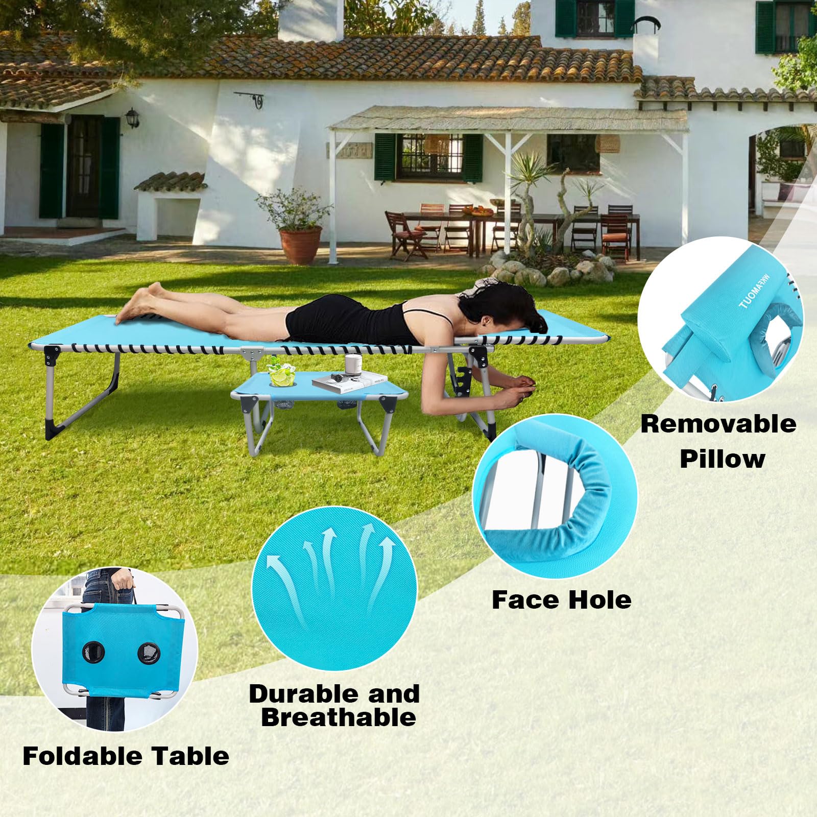 WKFAMOUT removable pillow shown as neck and lumbar support for added comfort
