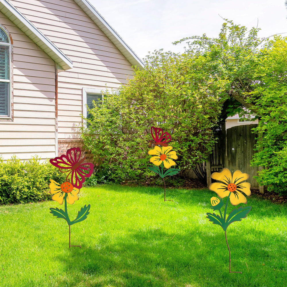 WKHOMEDECO metal flowers styled on a patio beside chairs illustrating instant decorative uplift for outdoor living