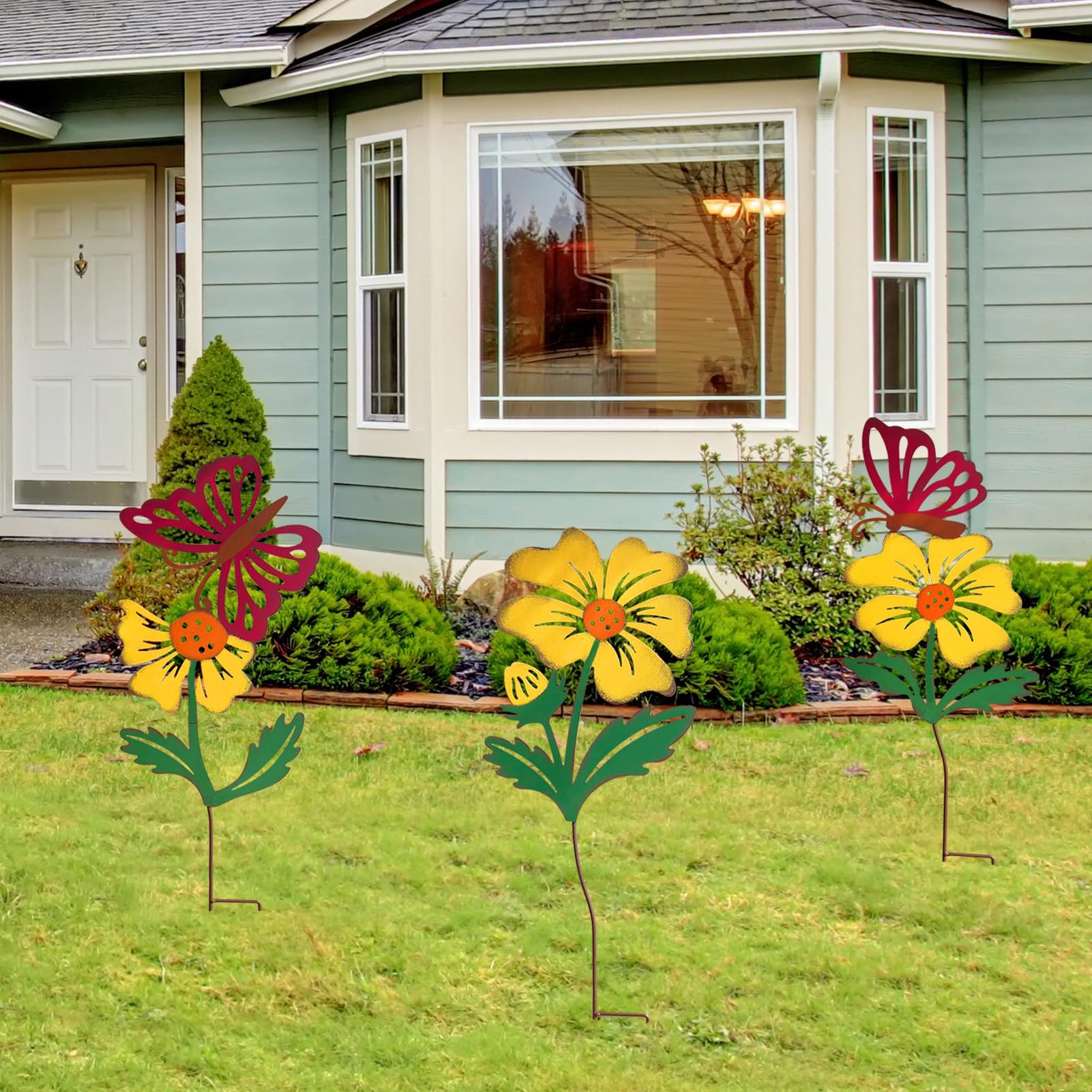 WKHOMEDECO stakes beside a ruler showing 30-inch height for scale and proportion in beds and containers