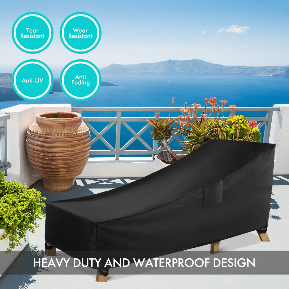 WLEAFJ two covers on patio lounge chairs, demonstrates matching pair protection