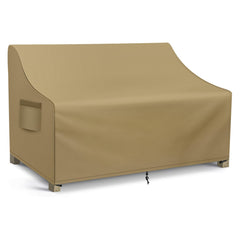 WLEAFJ front view patio loveseat cover showing full protection and neutral khaki