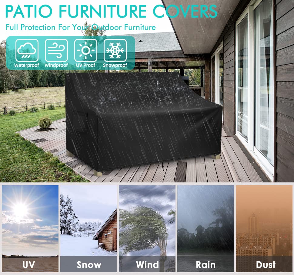 WLEAFJ cover on backyard patio sofa, protects cushions from rain and sun