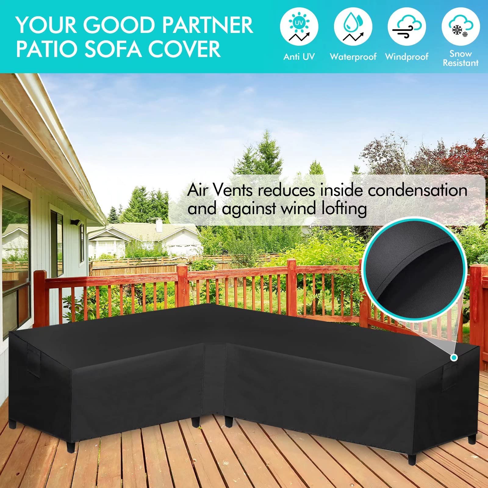 WLEAFJ cover in use on patio protecting furniture from weather