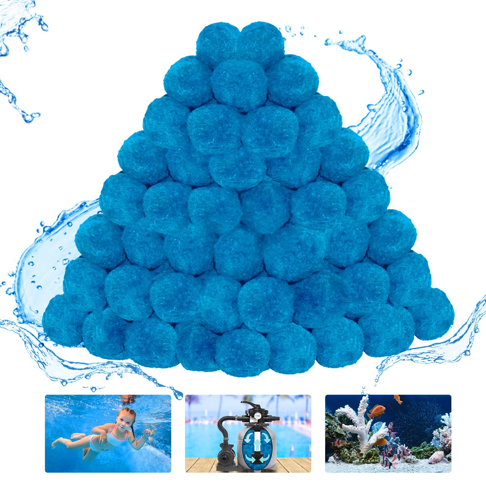 WLLEYAY front packaging showing 4 lbs filter balls and light weight benefit