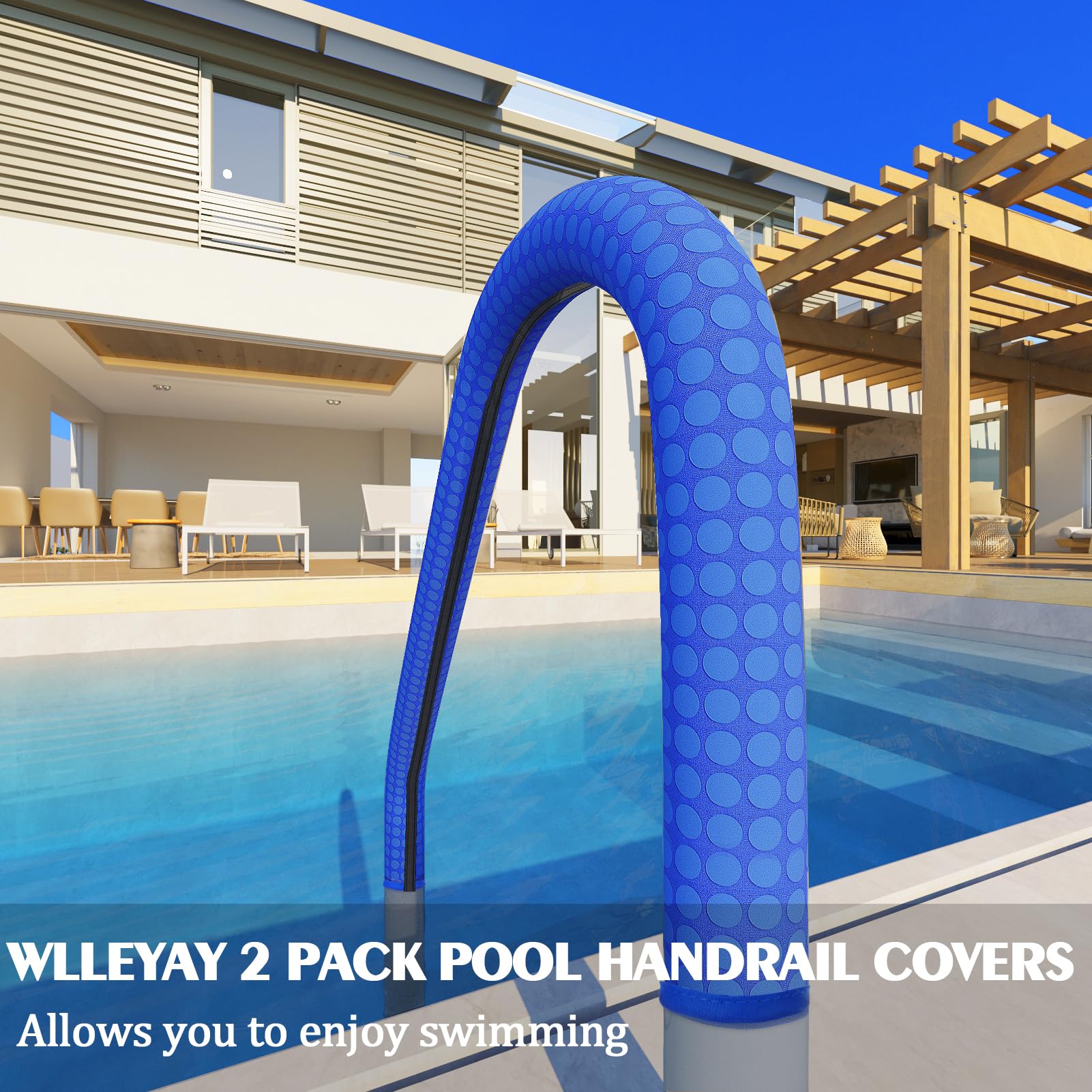 WLLEYAY length comparison showing 10ft cover scale for long pool rails