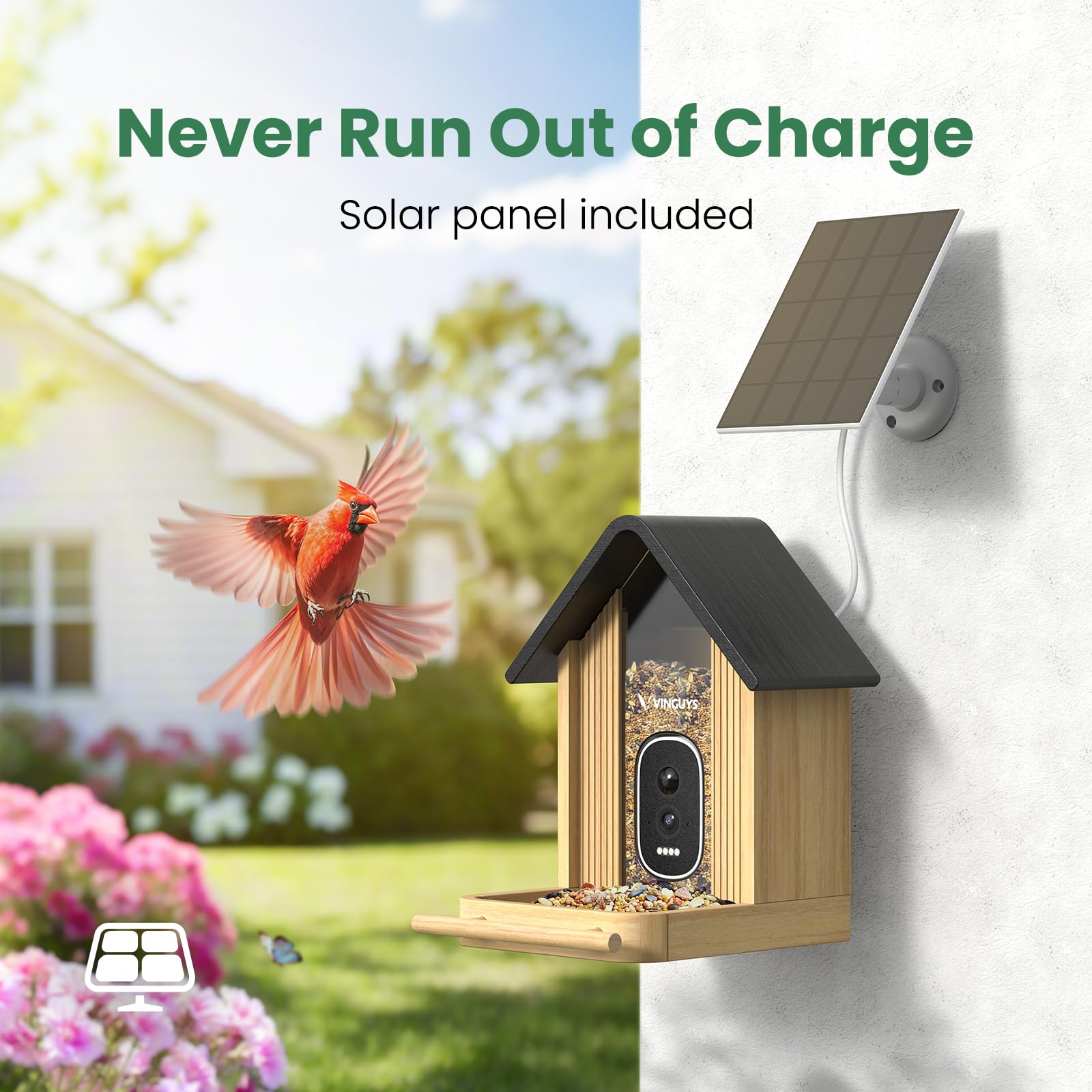 WLNYUGS solar panel top view providing continuous outdoor power