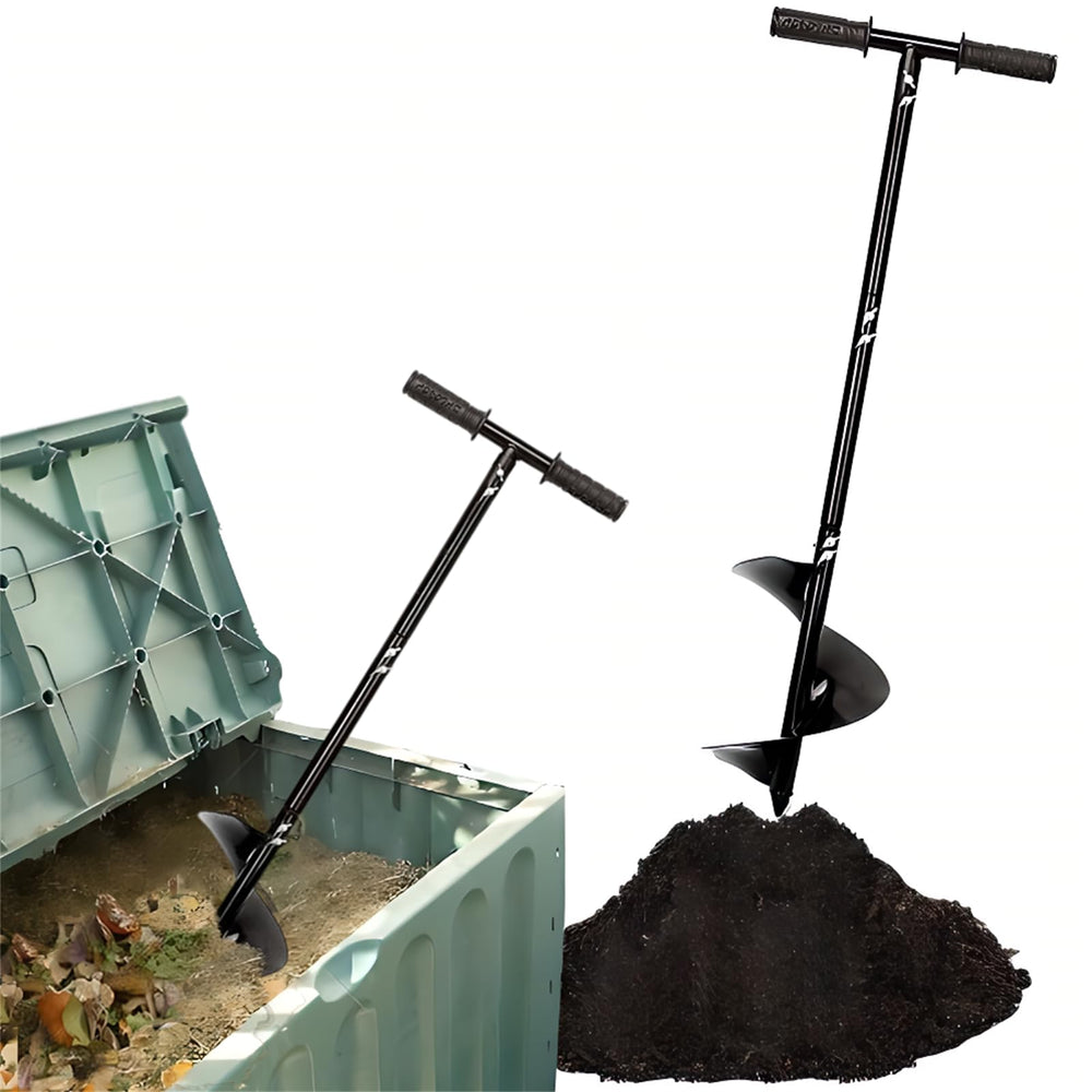 WLSANX front view of compost stirring tool showing full bar and finish, easy handling