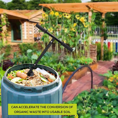 WLSANX inserted into outdoor compost tumbler showing faster, cleaner turning