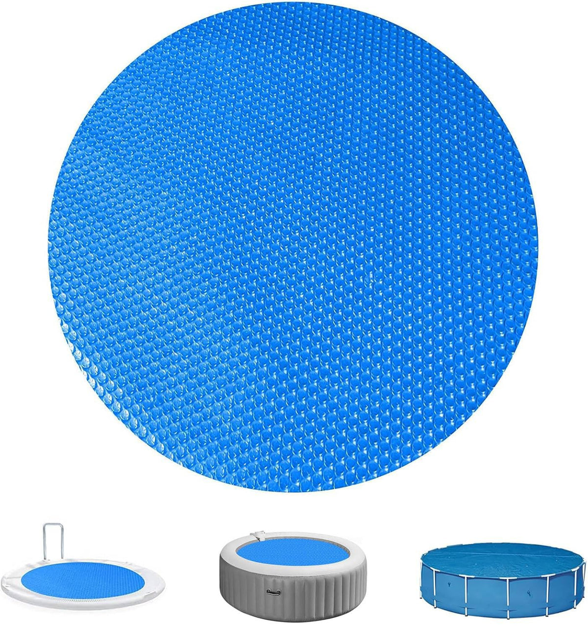 WLWXMH front view of 10ft round solar pool cover showing fit and finish benefits