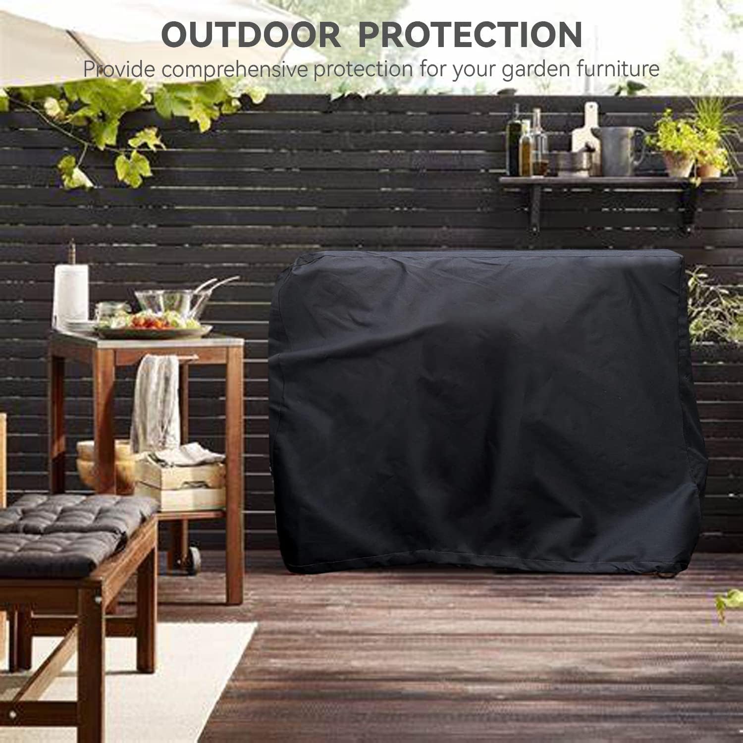 Wnanan cover in backyard setting keeping outdoor cart clean and ready
