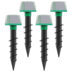 WNIGUCO front view of four solar mole repellent stakes showing garden protection