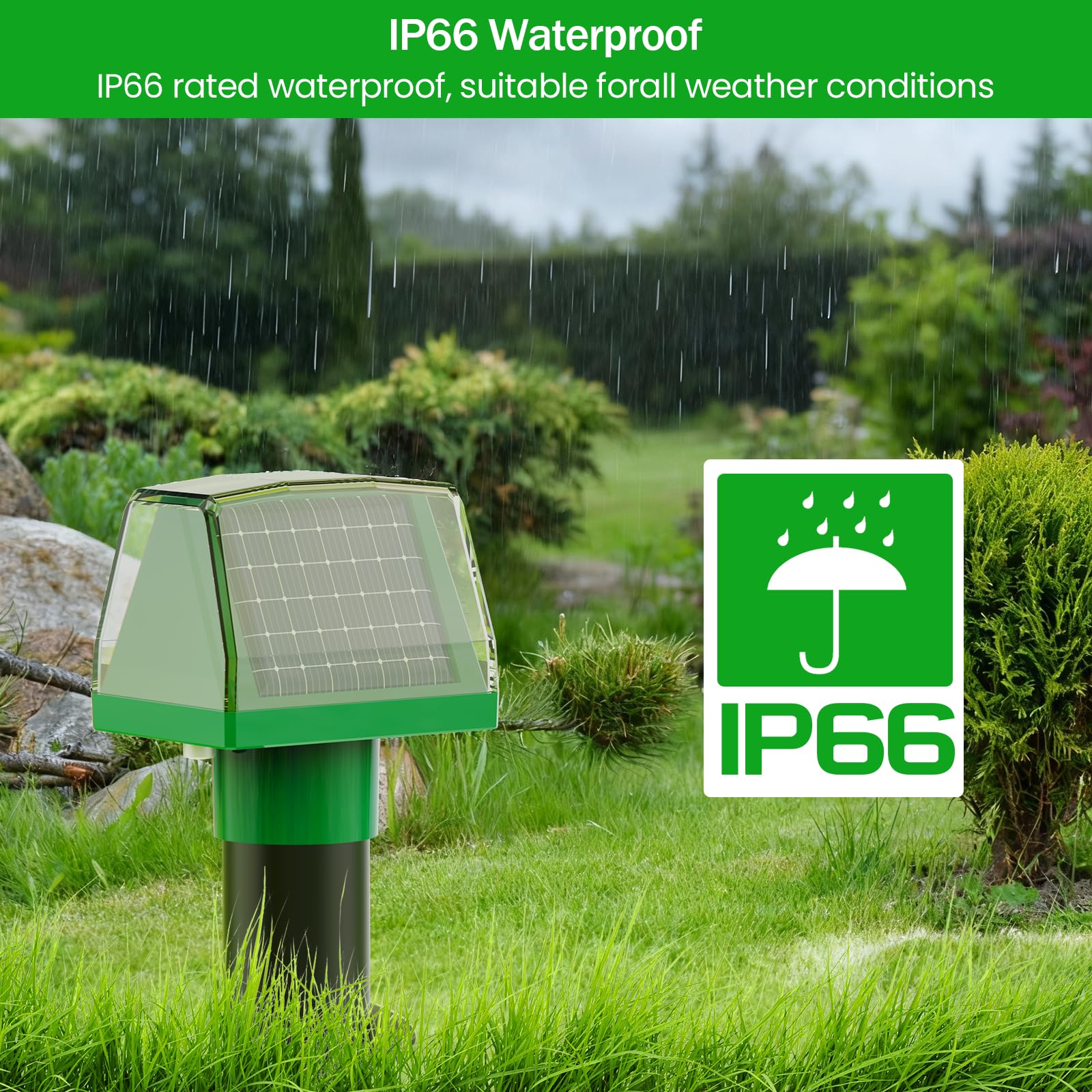 WNIGUCO stake inserted in lawn demonstrating soil coverage and pest deterrence