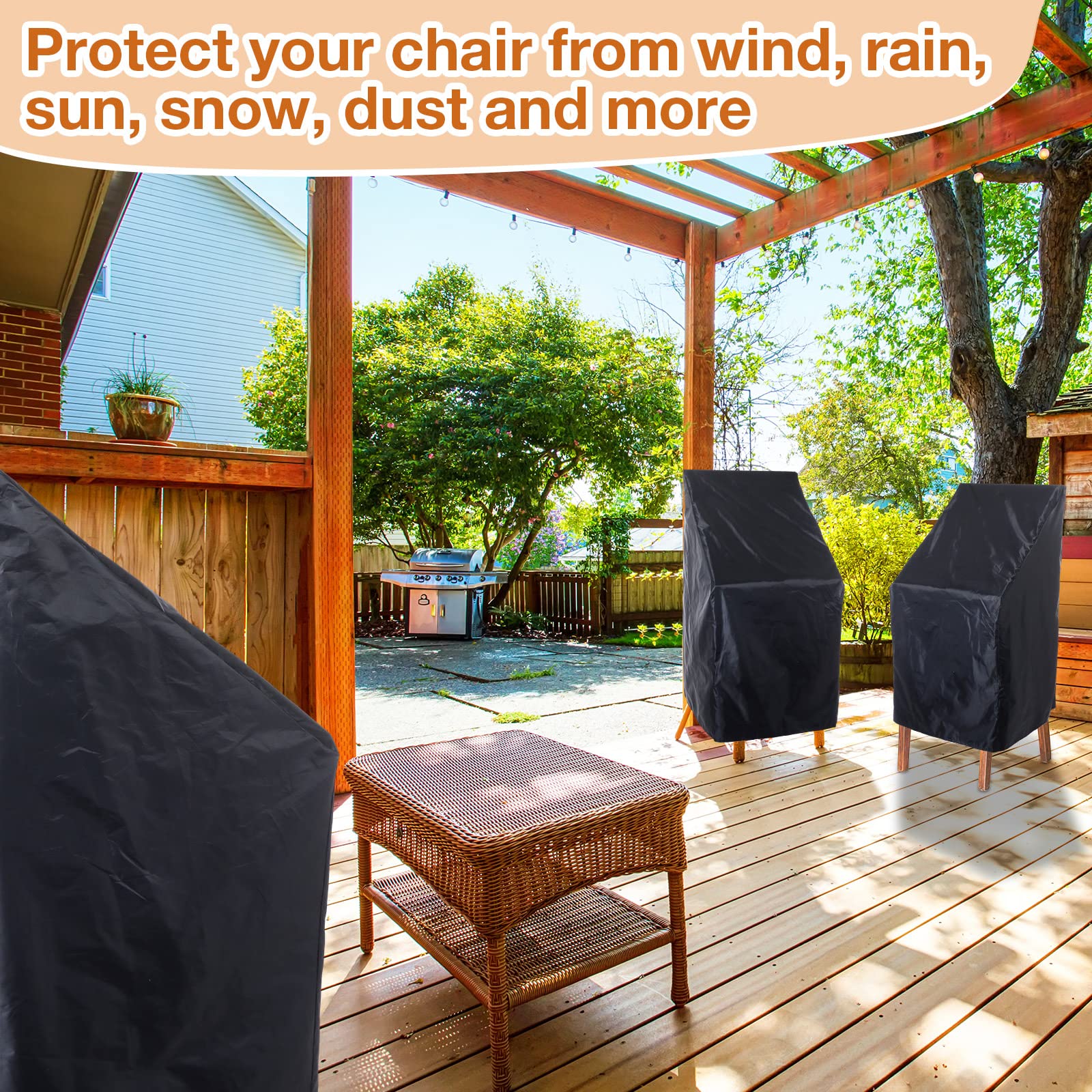 Woanger patio chair covered in outdoor setting protecting from weather