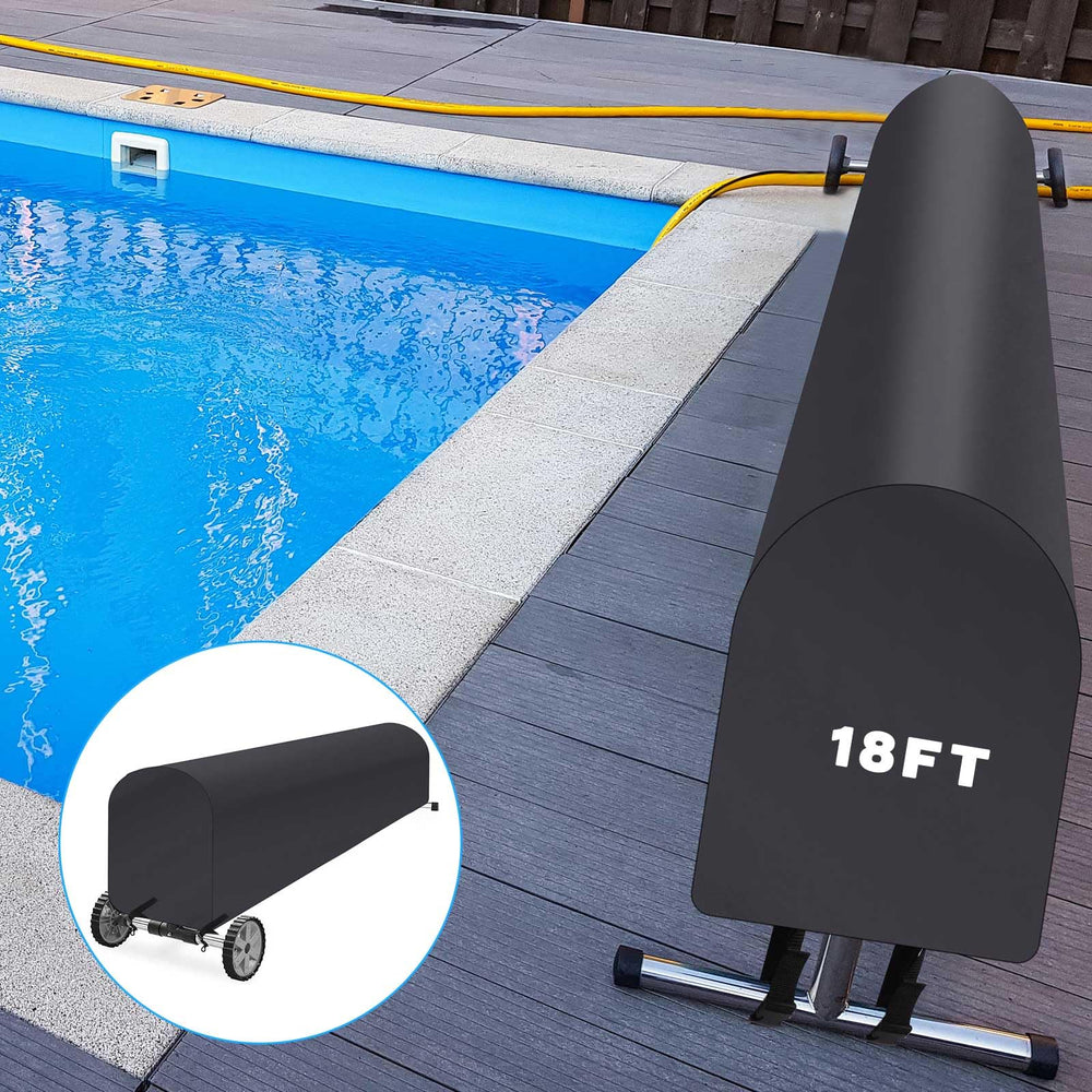 Woanger covered reel installed on pool showing weather protection and tidy look