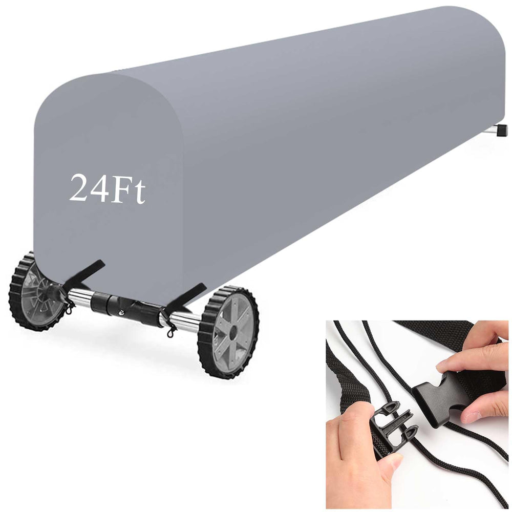 Woanger front view of gray reel cover showing weatherproof protection