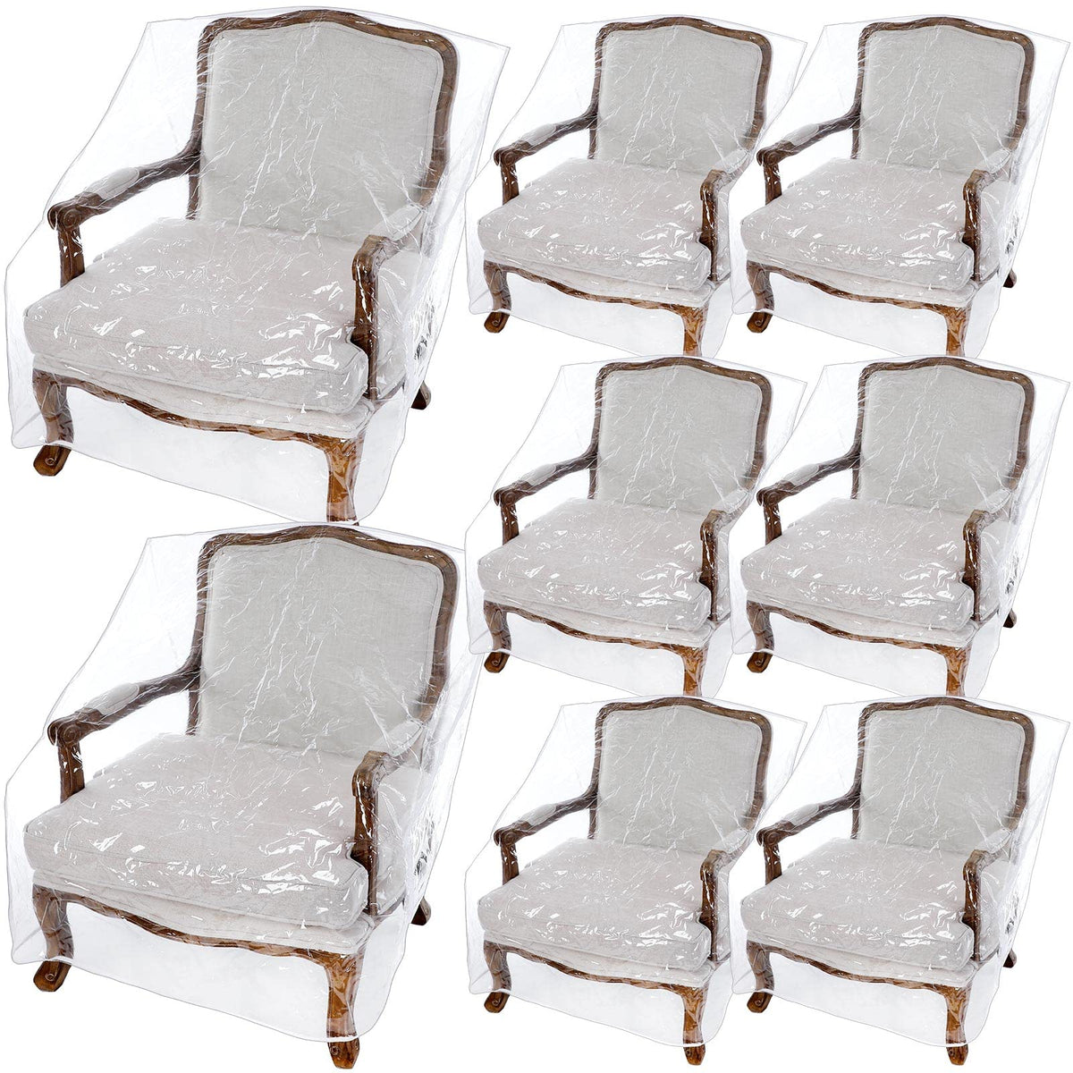 Woanger front view clear chair cover protecting upholstery visibly