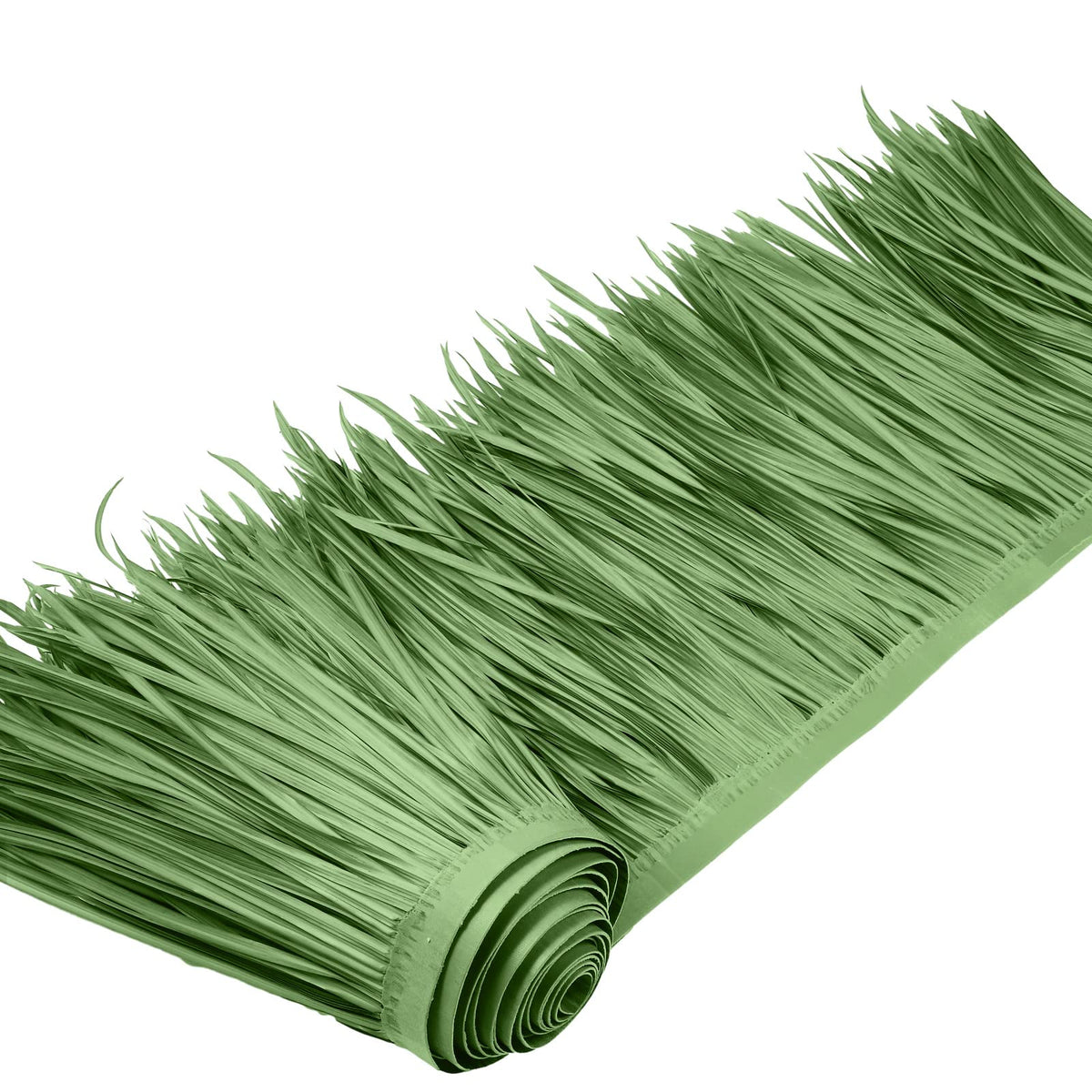 Woanger front view of jungle green thatch roll showing full length and color benefits