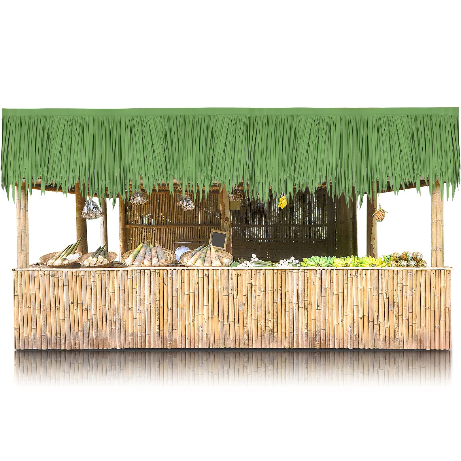 Woanger thatch used on patio at a party demonstrating decorative transformation